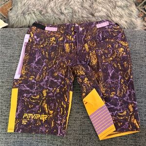 Pit Viper Purple and Yellow Mountain Bike Shorts